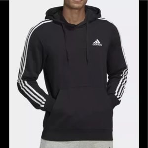 Adidas Men’s Essentials 3 Stripes Black Hoodie Multi Sport sweatshirt Sz XL NWT
